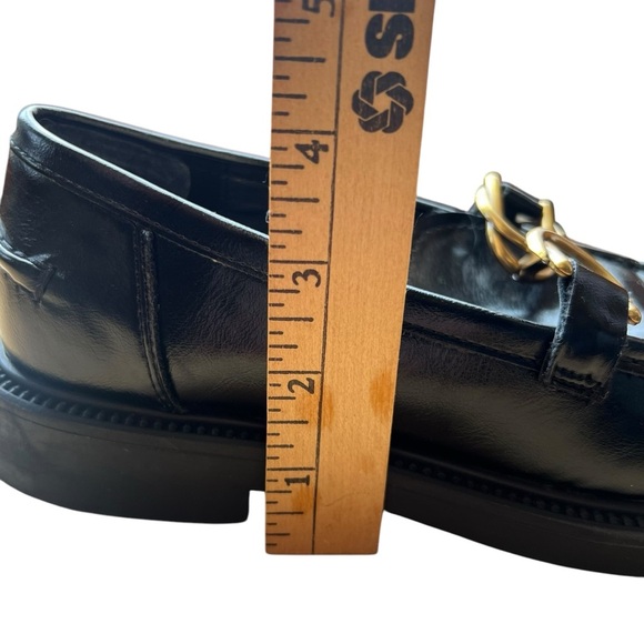 Steve Madden, Sheyla Black Vegan Leather Goldtone Bit Buckle Loafers Size 9.5 - Picture 7 of 8